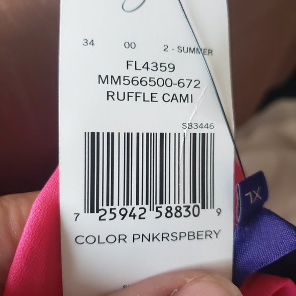 Miley Cyrus Max Azria Hot Pink Ruffle Cami Top XL - Picture 7 of 7